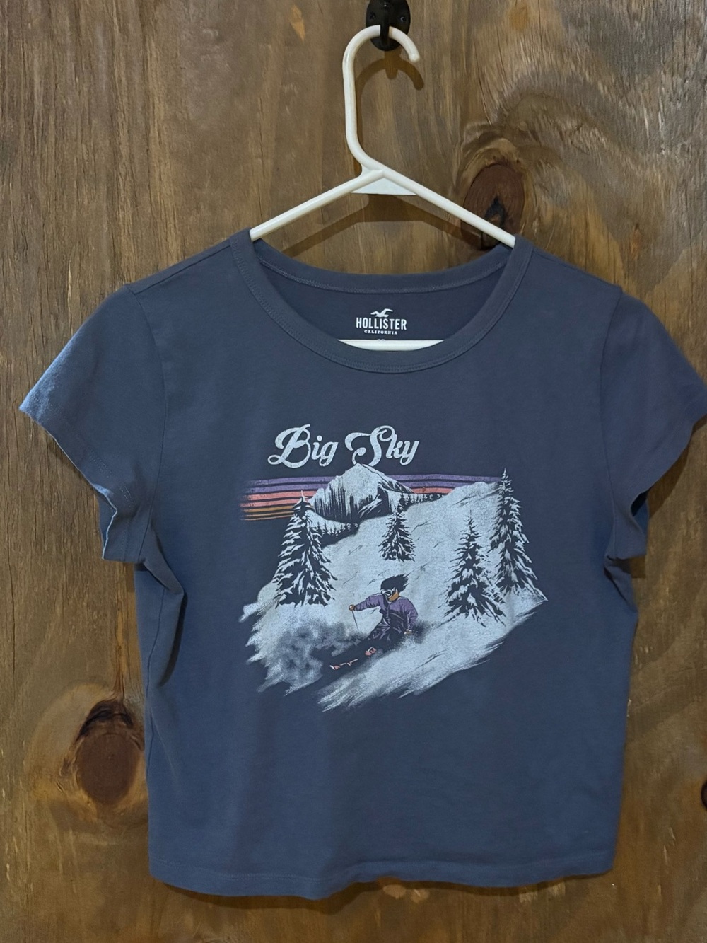 Hollister Slate Blue 'Big Sky' Ski Graphic Tee